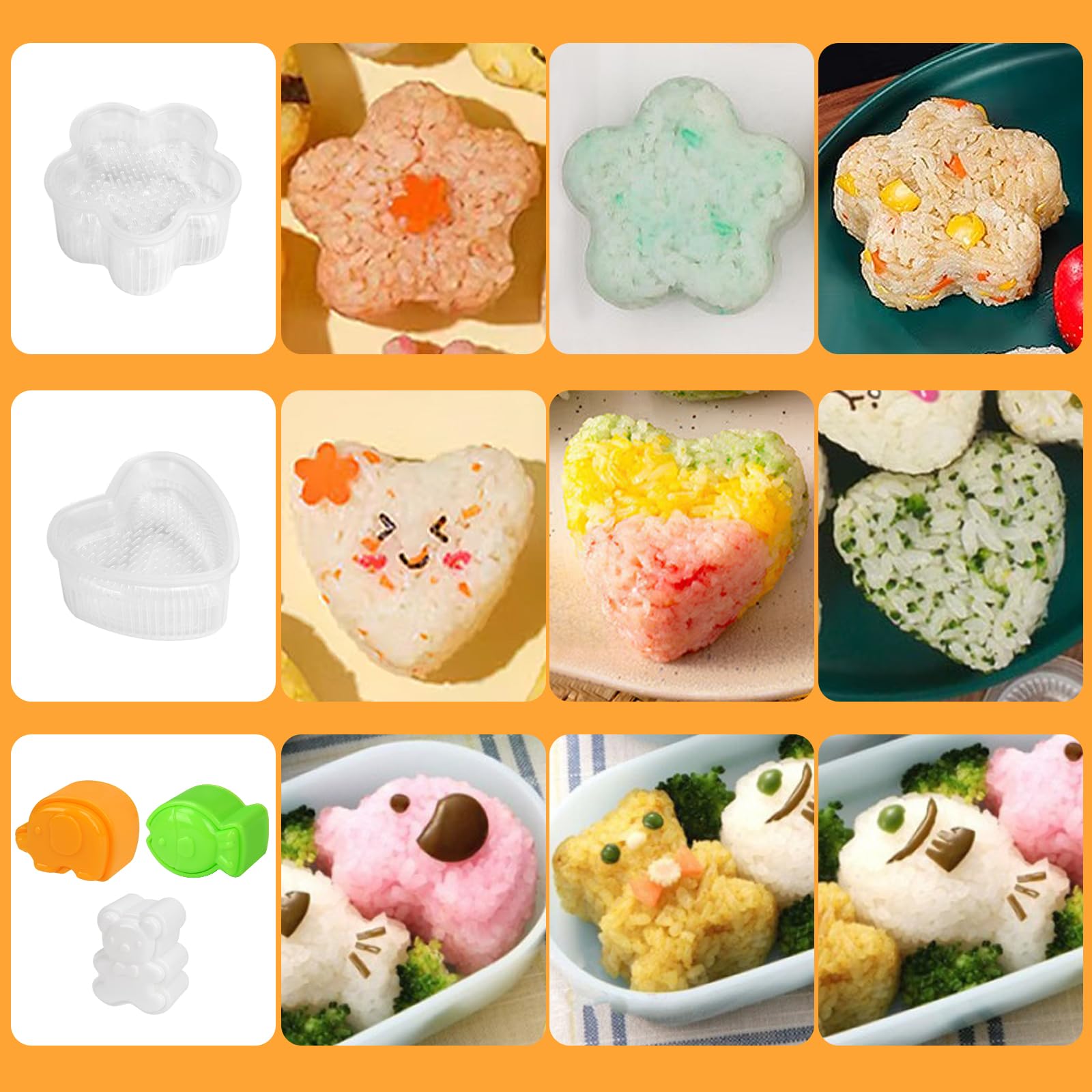 Amazon.com | 10Pcs Rice Mold Musubi Maker Kit, Cute Animals Flower